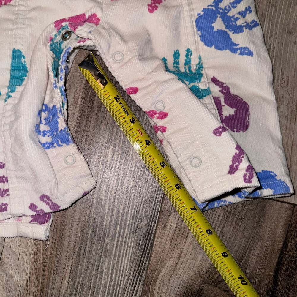 Vintage OshKosh B'Gosh Overalls Vestbak Handprint White Size 3-6 Month Corduroy - Picture 6 of 6